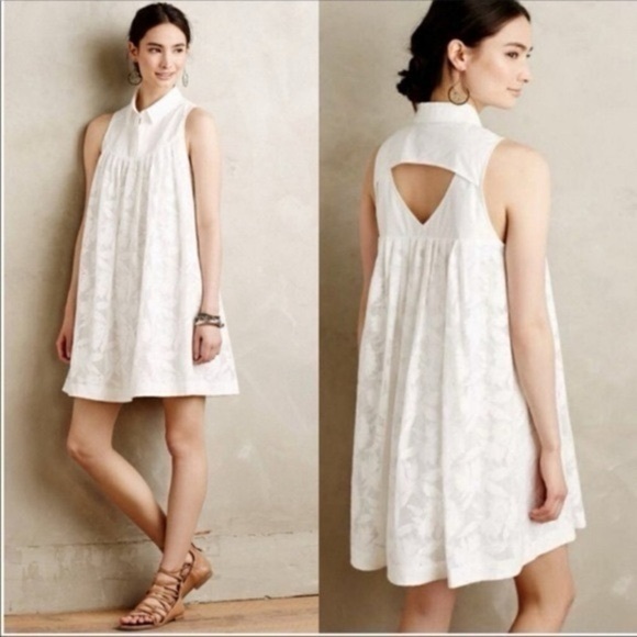 Anthropologie HD in Paris White Lace Poplin Swing Dress - Picture 1 of 10